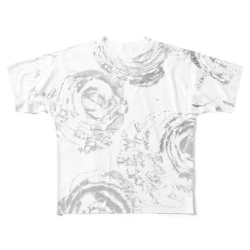 葉牡丹モノクロ All-Over Print T-Shirt