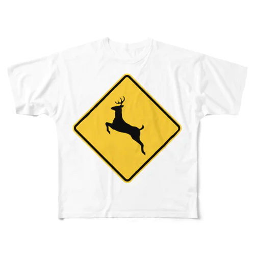 鹿注意 フルグラフィックTシャツ