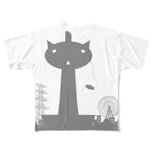 にゃんタワー All-Over Print T-Shirt