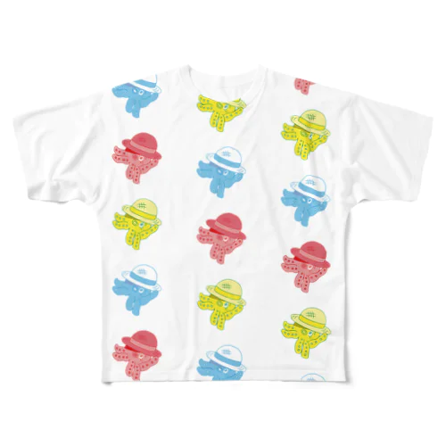 たこと麦わら帽子 All-Over Print T-Shirt