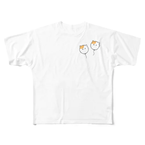 癒し猫〜風船ver〜のTシャツ フルグラフィックTシャツ