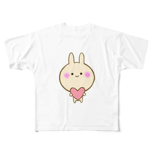 癒しうさぎとハート All-Over Print T-Shirt