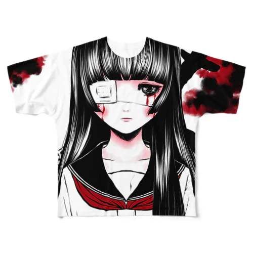 眼帯セーラー少女 All-Over Print T-Shirt