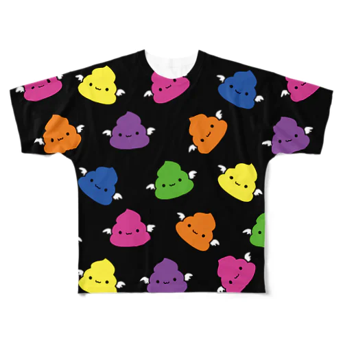 漆黒のえんじぇりっくうんこ All-Over Print T-Shirt