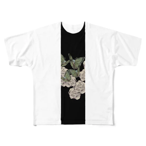 蝶と花畑 All-Over Print T-Shirt