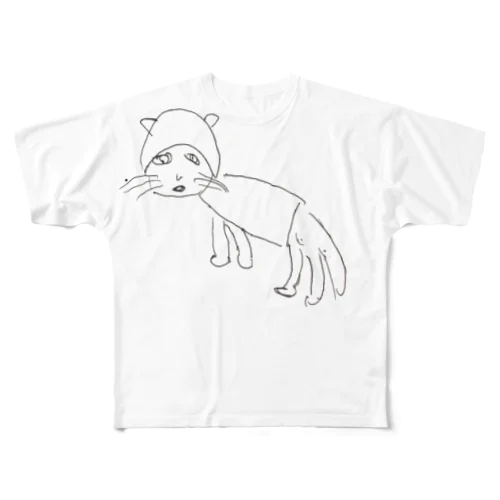 服パッツパツ猫 フルグラフィックTシャツ