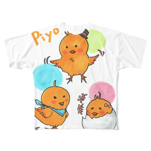 ３匹のヒヨコちゃん🐥🐤🐣 フルグラフィックTシャツ