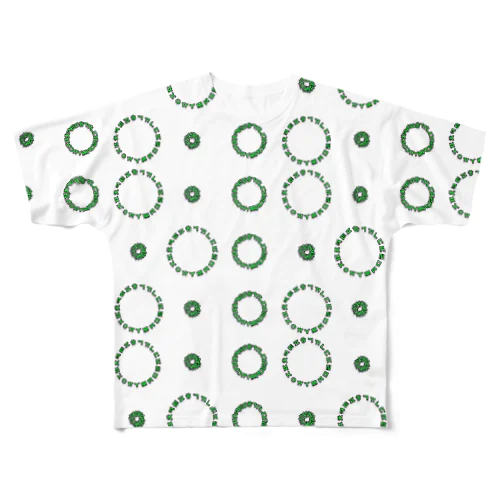 はんぐるぐるぐる　ランダムドット　グリーン All-Over Print T-Shirt