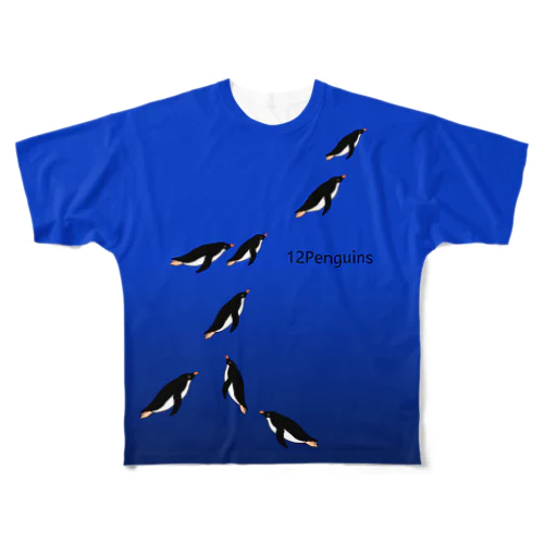 泳ぐペンギン１２ フルグラフィックTシャツ