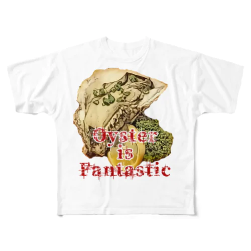 三重県産岩牡蠣1個650円 フルグラフィックTシャツ