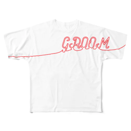 ペア(GROOM)赤い糸 フルグラフィックTシャツ