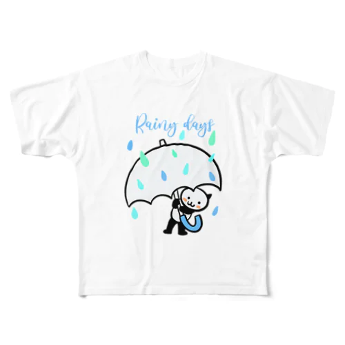 雨ふり猫ちゃん All-Over Print T-Shirt