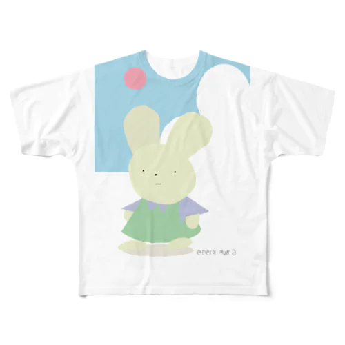 無表情なウサギちゃん フルグラフィックTシャツ