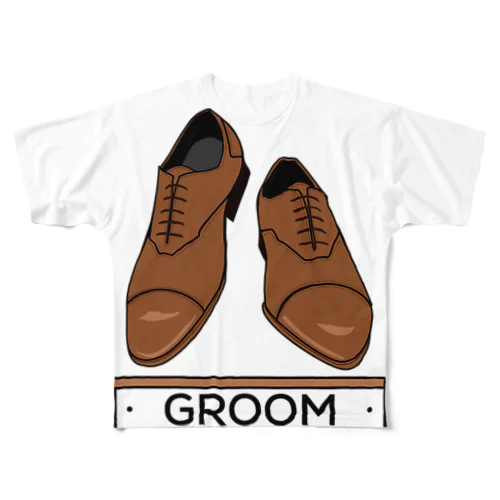 ペア(GROOM)シューズ_ブラウン フルグラフィックTシャツ