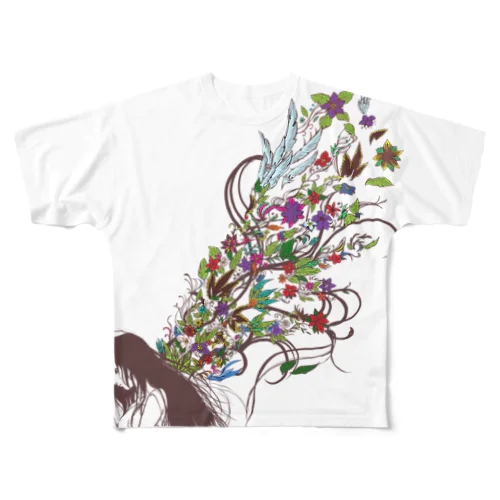 花の羽 フルグラフィックTシャツ