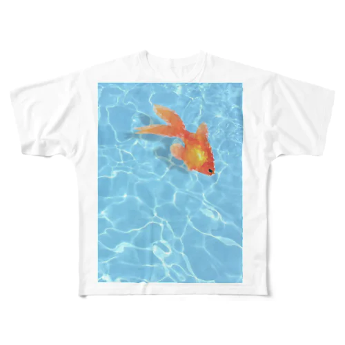 カクカク金魚 フルグラフィックTシャツ