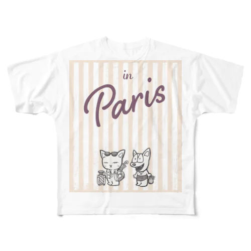 さびしい目をしたねこ【イン・パリ】Tシャツ All-Over Print T-Shirt