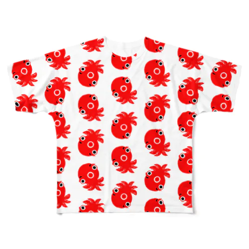 たこ焼きクルクル 総柄 All-Over Print T-Shirt