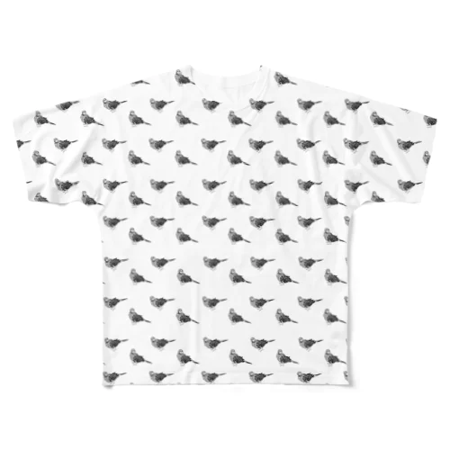 アキクサインコTシャツ（総柄） フルグラフィックTシャツ