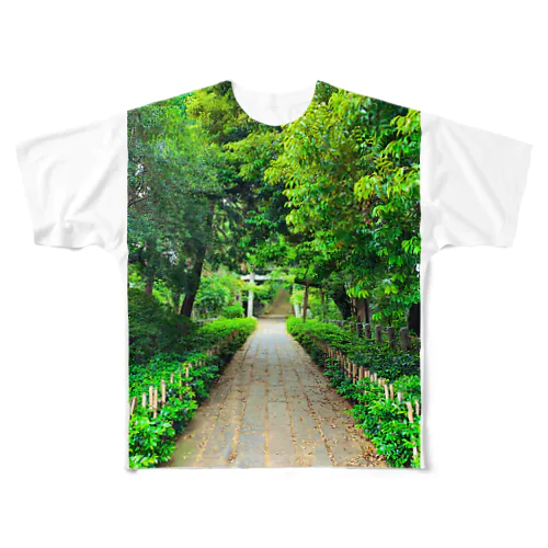 緑と鳥居 All-Over Print T-Shirt