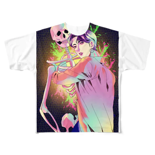 髑髏と美青年 All-Over Print T-Shirt