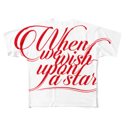 赤いwhen we wish upon a star　 フルグラフィックTシャツ