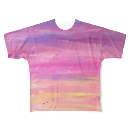 夕焼け絵の具パープル All-Over Print T-Shirt