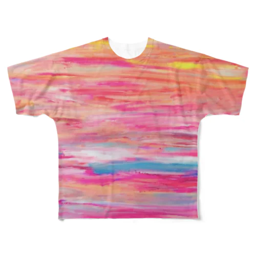 ダイナミック絵の具ピンク All-Over Print T-Shirt