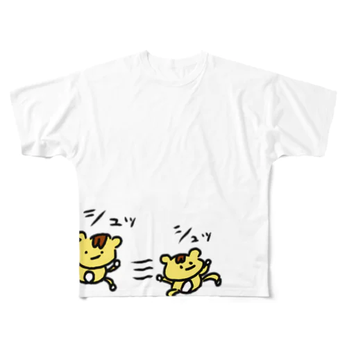 シュッL('ω')」三L('ω')」シュッ フルグラフィックTシャツ