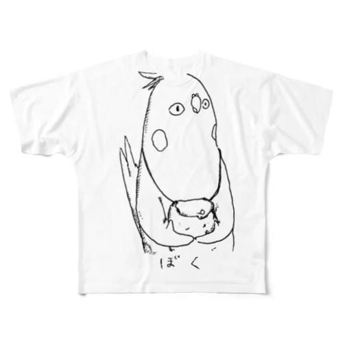 Birds familyぼく フルグラフィックTシャツ