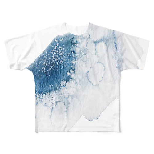 水彩ブルー フルグラフィックTシャツ
