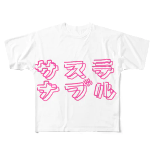 サステナブル　ネオン風　P フルグラフィックTシャツ