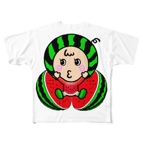 スイカ赤ちゃん All-Over Print T-Shirt