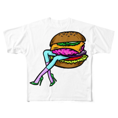 ハンバーガー天国　ハッピージャンクフード　 All-Over Print T-Shirt