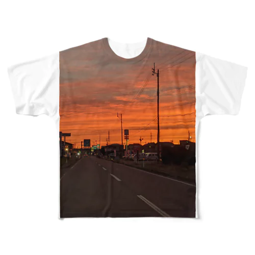 夕陽 フルグラフィックTシャツ