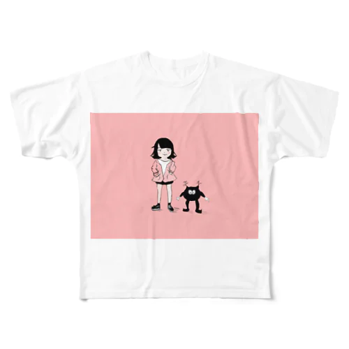 モンスターと女の子 All-Over Print T-Shirt