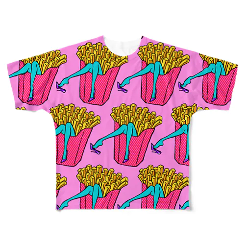 誘惑のフライドポテト🍟　ピンクAO / FRENCH FRIES GULTY PLEASURE フルグラフィックTシャツ