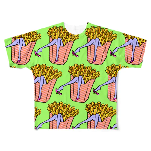 魅惑のフライドポテト🍟　GULTY PLEASURE FRENCH FRIES GREEN フルグラフィックTシャツ