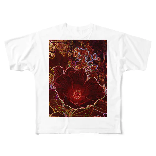 芙蓉 DATA_P_154　Confederate Rose ハスの花の古名 フルグラフィックTシャツ