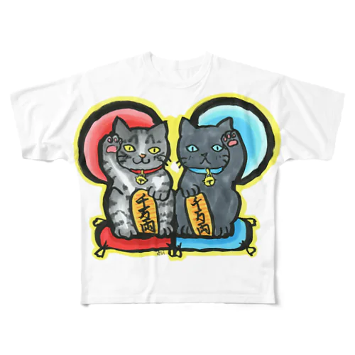 千万両✨招き猫 All-Over Print T-Shirt