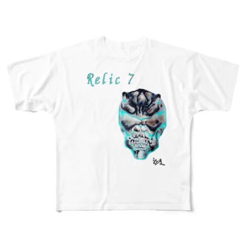 Relic 7　二角鬼スカル フルグラフィックTシャツ