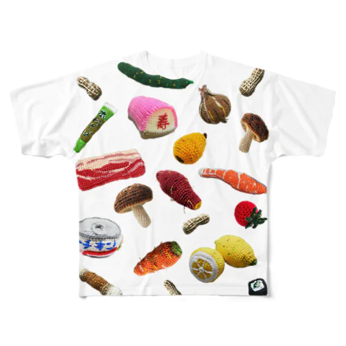 毛糸で編んだ食べ物 All-Over Print T-Shirt