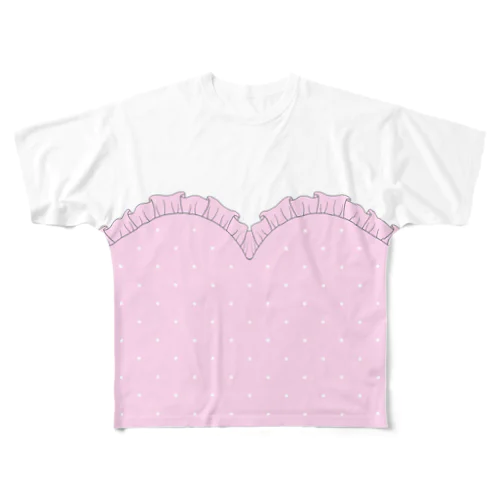 ハートカットTシャツ ～ Pink ～ パステルカラーVer. フルグラフィックTシャツ