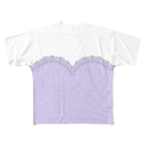 ハートカットTシャツ ～ Purple ～ パステルカラーVer. All-Over Print T-Shirt