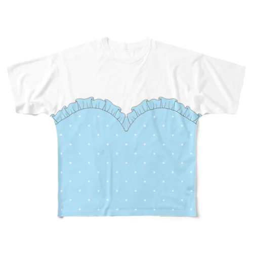 ハートカットTシャツ ～ Blue ～ パステルカラーVer. All-Over Print T-Shirt