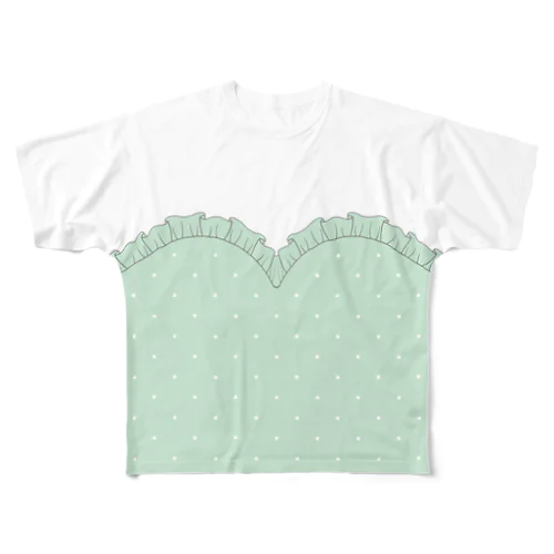 ハートカットTシャツ ～ Green ～ パステルカラーVer. フルグラフィックTシャツ