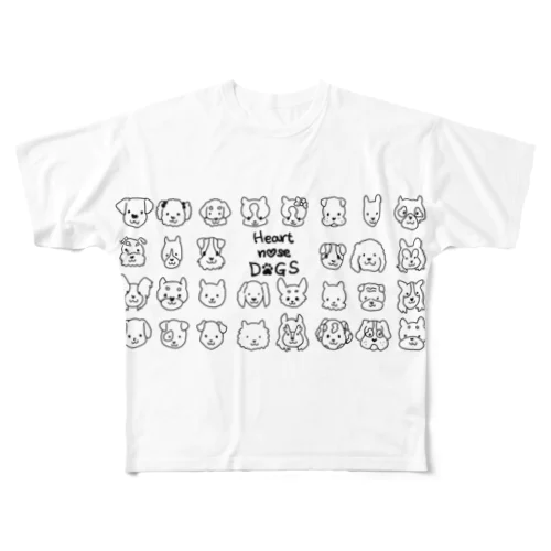 Heart nose DOGS（横長） All-Over Print T-Shirt