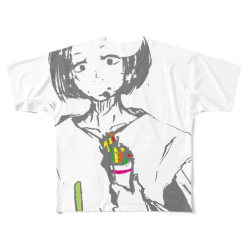 食いしん坊 フルグラフィックTシャツ