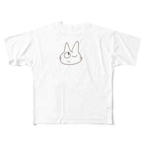 人間をみまもるねこ(頑張ってるよ フルグラフィックTシャツ