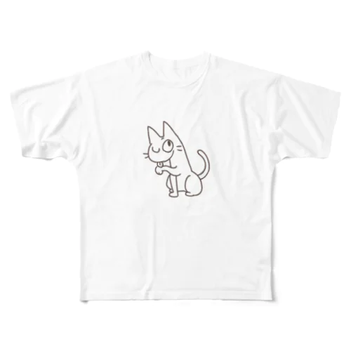 人間をみまもるねこ(飼い主自慢 フルグラフィックTシャツ